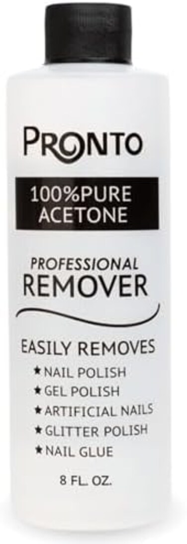 Pronto Pure Acetone - Quick, Professional Nail Polish Remover For Natural, Gel, Acrylic, Sculptured Nails (8Oz)