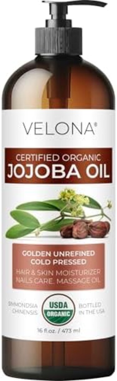 velona Jojoba Oil USDA Certified Organic - 16 fl oz (With Pump)   100% Pure and Natural   Golden, Unrefined, Cold Pressed, Hexane Free