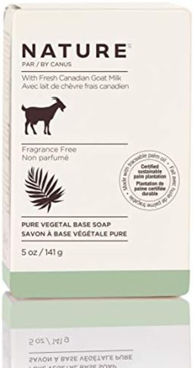 Nature by Canus Bar Soap With Fresh Canadian Goat Milk Vitamin A B3 Potassium Zinc and Selenium, Fragrance Free, 5 Ounce