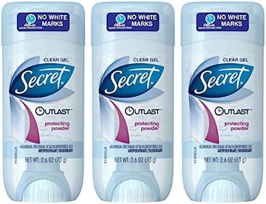 Secret Outlast Xtend Protecting Powder 2.6 OZ, Clear Gel Deodorant (Pack of 3)