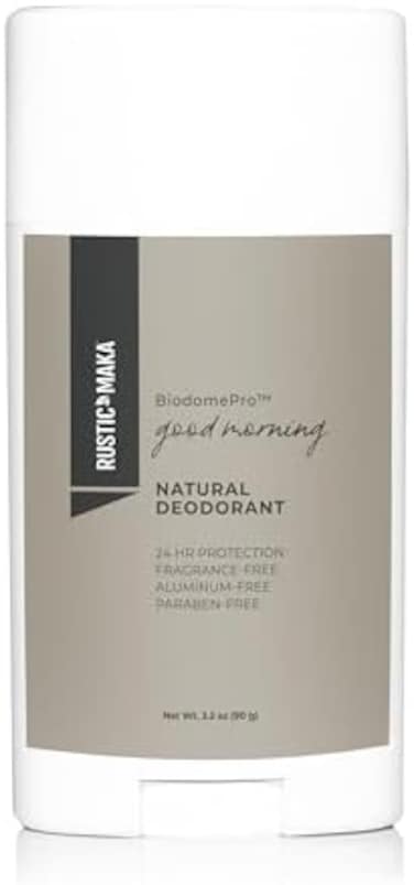 Rustic MAKA Natural Deodorant, Good Morning, No Aluminum, No Parabens, Odor-Neutralizing, Fragrance-Free, Cruelty-Free