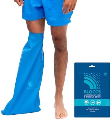 Bloccs Waterproof Cover for Plaster Cast Leg, Swim, Shower &amp; Bathe. Watertight Protector - ASL74 - Adult Short Leg