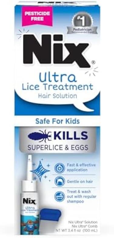 Nix Ultra Lice &amp; Nits Treatment, Kills Super Lice &amp; Eggs, 3.4 Fl Oz (Pack of 1), 1 Count
