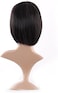 MapofBeauty 12"/30cm Natural Ladies Short Straight Wigs Flat Bangs Bob Wig (Black)