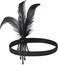 BABEYOND (Black) - 1920s Flapper Headpiece Roaring 20s Great Gatsby Headband Black Feather Headband 1920s Flapper Gatsby Hair Accessories (Black)