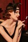 BABEYOND (Black) - 1920s Flapper Headpiece Roaring 20s Great Gatsby Headband Black Feather Headband 1920s Flapper Gatsby Hair Accessories (Black)