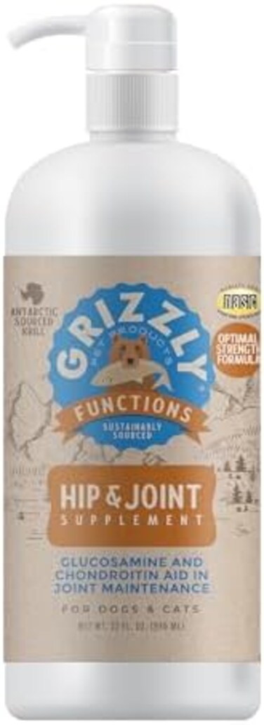 GRIZZLY PET PRODUCTS FOODS &amp; SUPPLEMENTS ALL-NATURAL Joint Aid for Dogs Liquid Hip and Joint Support (Extra Strength), 32 fl oz