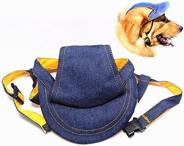 Petall Pet Dog Outdoor Cap Cool Denim Hat - Summer Sun Protection Cap for Dog Doggy (Large)