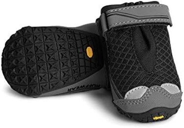 أحذية Ruffwear Grip Trex للكلاب، أحذية خارجية بنعال مطاطية للمشي لمسافات طويلة والجري، لون أسود أوبسيديان، 2.0 بوصة (حذائان)