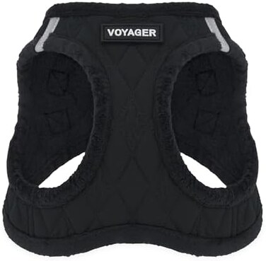 Best Pet Supplies Voyager Step-In Plush Dog Harness &ndash; Soft Plush, Step In Vest Harness for Small and Medium Dogs by Best Pet Supplies - Black Plush, XS (Chest: 13-14.5")