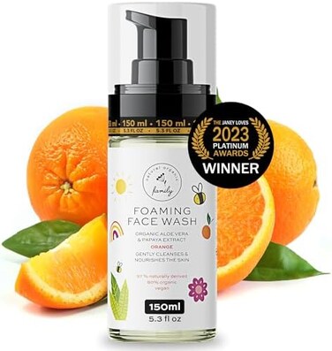 The Natural and Organic Family Gentle Kids Foaming Face Wash &ndash; - Vegan - Toxin-Free - Sulphate Free &ndash; Paraben Free - For Kids Preteens