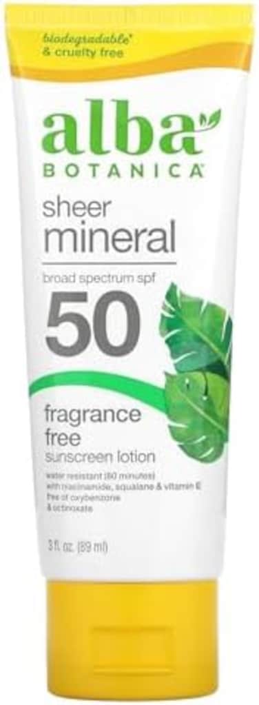 Alba Botanica Fragrance Free Sport SPF 45 Mineral Sunscreen, 4 oz.