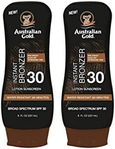 لوشن واقي من الشمس واسع الطيف من الاستراليين جولد مع برونزر كونا، 236 مل (عبوة من القطعتين) 2 عبوة
