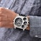 Avaner Mens Big Face Watch, Dual Time Zone Leather Strap Sport Watch, Analog Quartz Wrist Watch with Decorative Compass Thermometer Dial