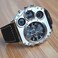 Avaner Mens Big Face Watch, Dual Time Zone Leather Strap Sport Watch, Analog Quartz Wrist Watch with Decorative Compass Thermometer Dial