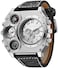 Avaner Mens Big Face Watch, Dual Time Zone Leather Strap Sport Watch, Analog Quartz Wrist Watch with Decorative Compass Thermometer Dial