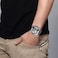 Avaner Mens Big Face Watch, Dual Time Zone Leather Strap Sport Watch, Analog Quartz Wrist Watch with Decorative Compass Thermometer Dial