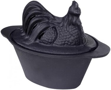 Vogelzang US Stove Kettle Chicken Steamer, For Use with Hot Stove, Cast Iron, Black