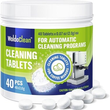 WoldoClean Cleaning tablets for fully automatic coffee machine, 40 x 2 g, compatible with Jura, Siemens, Delonghi and much more.