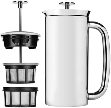 ESPRO 1018C2 Coffee Press P7-18 oz, Vacuum Insulated, Polished Stainless Steel