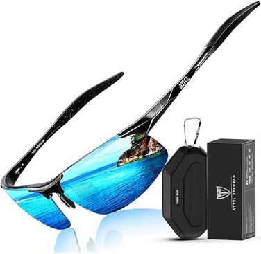 ATTCL Polarized Sports Sunglasses for Men: UV400 Protection Sunglass Al-Mg metal Ultralight Frame Sun Glasses for Driving Fishing