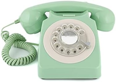 GPO Retro 746 Rotary - Vintage Telephone, Nostalgic, Classic Style, Curly Cord, Home, Office, Landline Phone, Traditional Bell Ring Tone Mint