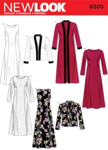 New Look Sewing Pattern 6305 Misses Dresses, Size A (10-12-14-16-18-20-22)
