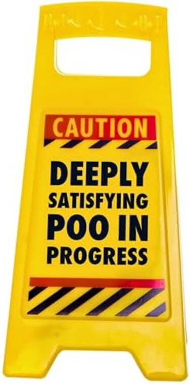 Boxer Gifts Deeply Satisfying Poo in Progress Novelty Toilet Humour Warning Sign   Hilarious Secret Santa Gift for Him, Yellow, 11.8cm x 25cm
