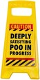 Boxer Gifts Deeply Satisfying Poo in Progress Novelty Toilet Humour Warning Sign   Hilarious Secret Santa Gift for Him, Yellow, 11.8cm x 25cm