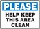 Accuform MHSK918VA Aluminum Sign, Legend"Please Help Keep This Area Clean", 10" Length x 14" Width, Blue/Black on White
