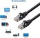 كابلات إيثرنت قصيرة من نوع Cat5e من Cable Matters، عبوة من 8 قطع، مقاومة للتشابك (كابل Cat5e، كابل Cat5e) باللون الأسود، طول 7 أقدام