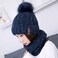 LCZTN Womens Pom Beanie Hat Scarf Set Girls Cute Winter Ski Hat Slouchy Knit Skull Cap with Fleece Lined, Wine Red Beanie&amp;scarf, One size
