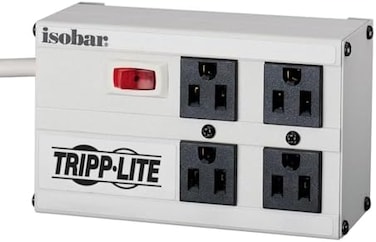 Tripp Lite Tripp Lite Isobar 4 مخرج مقبس مقسى، 6 أقدام، قابس زاوية يمنى، 330 حلية، معدن، تأمين 50K (IBAR4-6D)