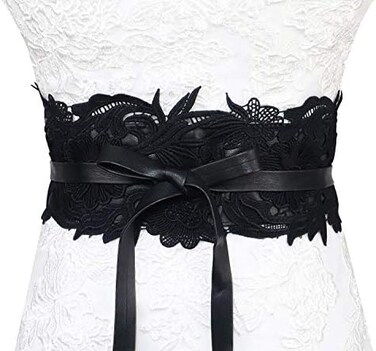 Lovful Women's Faux Leather Obi Belt Bowknot Lace Self Tie Belts Waist Band Cinch Wide Boho Belt, Orange, One size