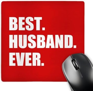 3dRose Red Best Husband Ever - white text anniversary romantic gift for him, Mouse Pad, 20cm by 20cm