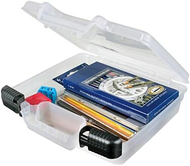 ArtBin 6972AB 10 inch Quick View Deep Base Carrying, Portable Art &amp; Craft Organizer with Handle, [1] Plastic Storage Case, Translucent, Open