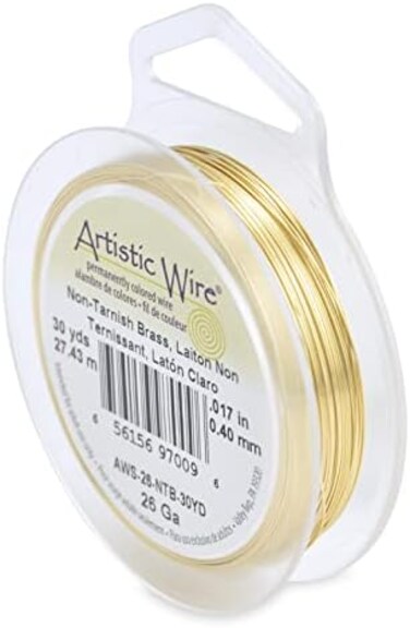 Artistic Wire Beadalon AWS-26-NTB-30YD Artistic Wire 26-Gauge Non-Tarnish Brass Wire, 30-Yards