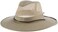 Dorfman Pacific Men's Brushed Twill-and-Mesh Safari Hat with Genuine Leather Trim