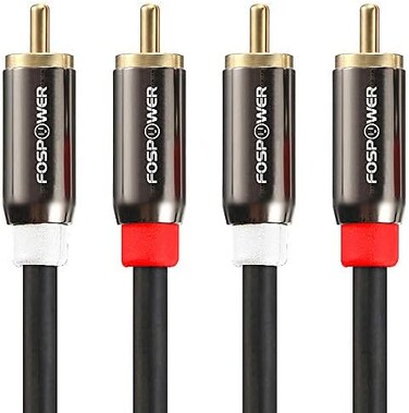 FosPower (1.8m / 6ft) 2 RCA M/M Stereo Audio Cable [24K Gold Plated   Copper Core] 2RCA Male to 2RCA Male [Left/Right] Premium Sound Quality Plug