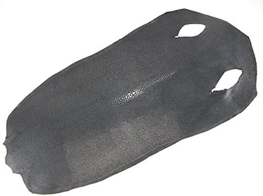Pelgio Genuine Polished Stingray Shagreen Skin Leather Soft Hide Pelt Grade A (Black, 7" x 16")