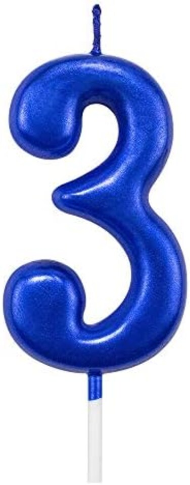 NEWCANDLE Blue Birthday Candles 3 Candle 3rd Three Years Cake Bady Roman Numberal Cool Number Candle No 30 31 32 33 34 35 36 37 38 39