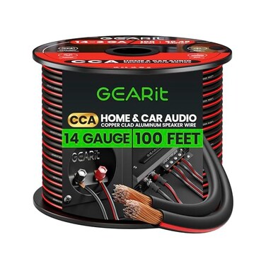 GearIT 14Awg Speaker Wire Pro Series 14 Awg Gauge Speaker Wire Cable Great Use For Home Theater Speakers And Car Speakers 100 Feet Black