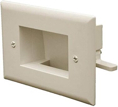 DATA COMM Electronics 45-0008-LA Easy Mount Recessed Low Voltage Cable Plate - Lite Almond