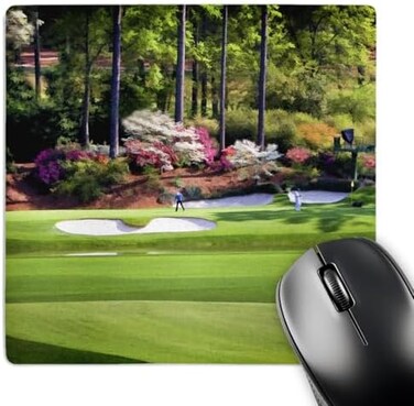 3dRose LLC 8 x 8 x 0.25 Inches Mouse Pad, Amen Corner in Augusta Georgia Golfers on Bridge (mp_53829_1)