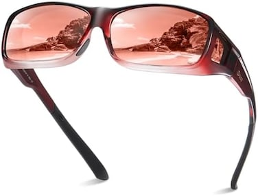Duco Wraparound Fitover Glasses Polarized Wear Over Sunglasses for Men Women UV Protection Sun Glasses Driving 8953, L Size Wine Red Frame Brown Lens, Large