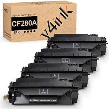 V4INK 4PK Compatible Toner Cartridge Replacement for HP 08A CF280A Toner Black for use in HP Laserjet Pro 400 M401N M401DN M401DNE M401DW Printer, HP LJ Pro 400 MFP M425DN M425 Printer