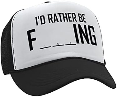The Goozler I'D RATHER BE F_ING - fishing funny joke - Adult Trucker Cap Hat, Black
