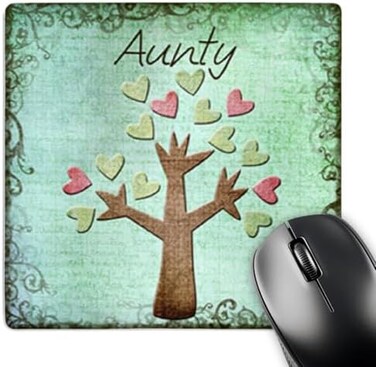 3dRose Aunty Heart Tree Aunt Gift Family Design - Mouse Pad, 8 by 8 inches (mp_150058_1)