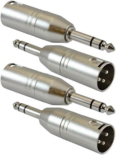 GLS Audio GLS Audio XLR Male to 1/4" Male TRS Adapter Gender Changer - XLR-M to 6.3mm Stereo Coupler Adapters - 4 PACK
