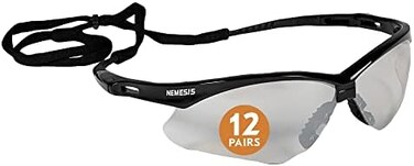 نظارة السلامة V30 Nemesis من Jackson Safety (25685)، عدسات داخلية/خارجية مع إطار أسود، 12 زوج/حقيبة